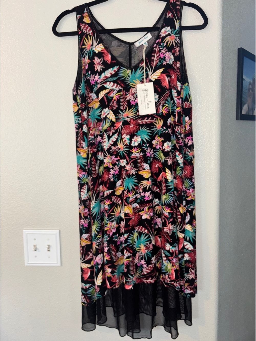 Grace & Lace NWT Mesh Tiered Tropical Dress Medium
